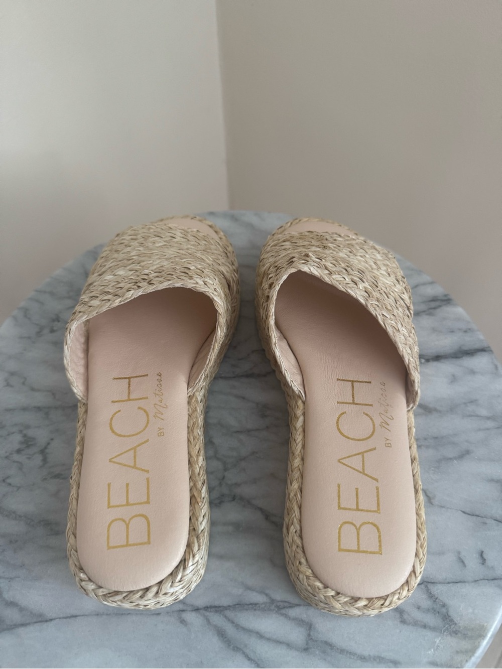 BEACH by Matisse Layback Raffia Platform Slide Sandals Women’s Size 7 Natural - Picture 5 of 8